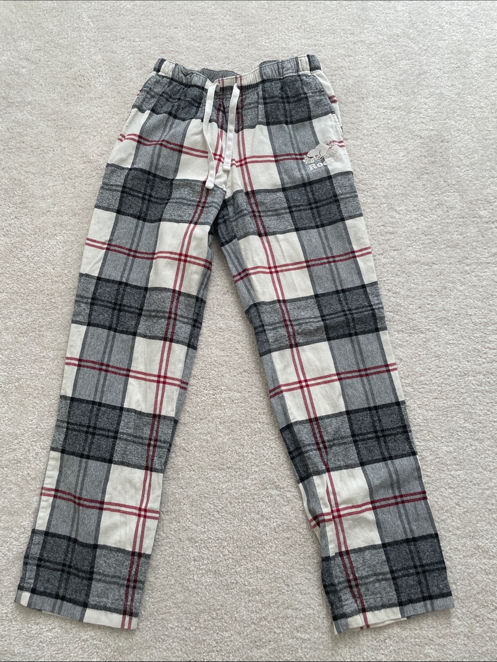 Roots Plaid Lounge/Pajama  Pants - Gray & White with Red Accent